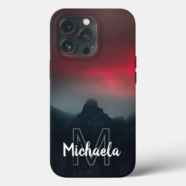 Burning clouds, fog and mountains monogram Case-Mate iPhone case (Back)