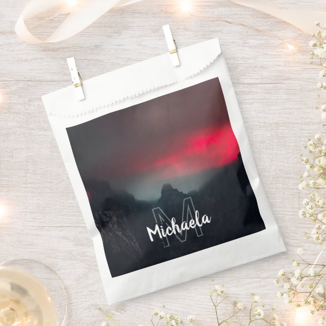 Burning clouds, fog and mountains monogram favour bags (Clipped)