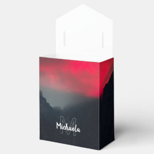Burning clouds, fog and mountains monogram favour box