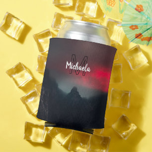 Burning clouds, fog and mountains monogram in sky can cooler