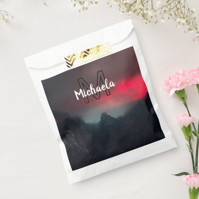 Burning clouds, fog and mountains monogram in sky favour bags (Sealed)