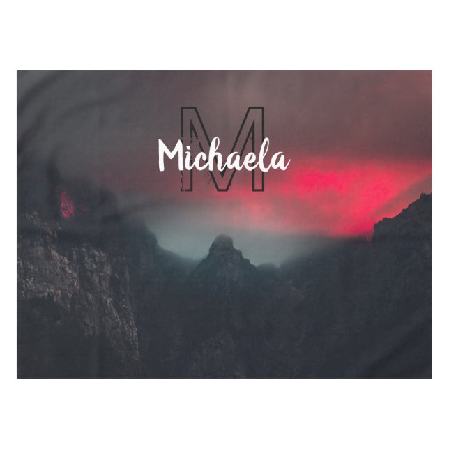 Burning clouds, fog and mountains monogram in sky tablecloth (Front (Horizontal))