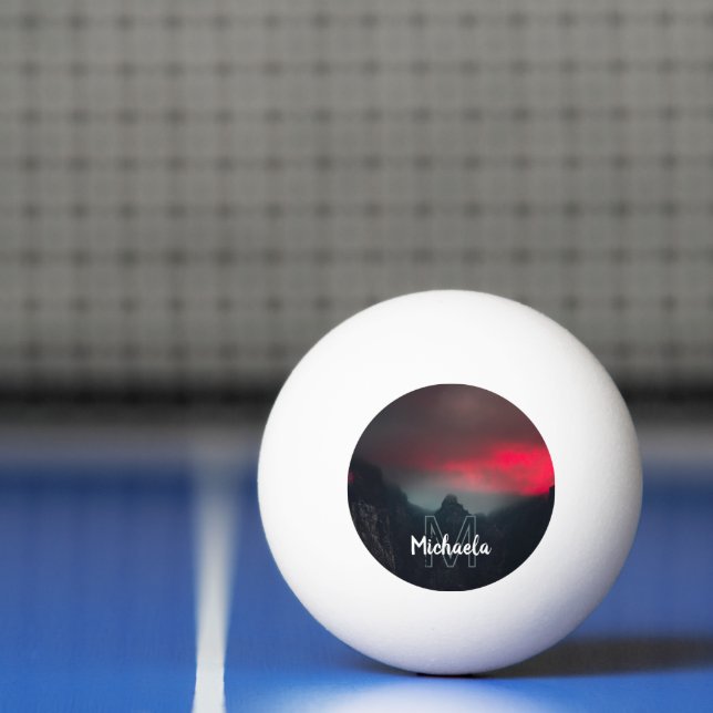 Burning clouds, fog and mountains monogram ping pong ball (Net)