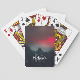 Burning clouds, fog and mountains monogram playing cards