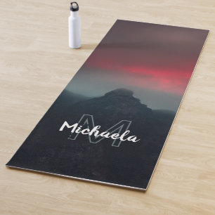 Burning clouds, fog and mountains monogram yoga mat