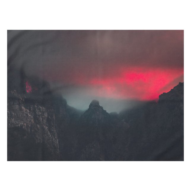 Burning clouds, fog and mountains tablecloth (Front (Horizontal))