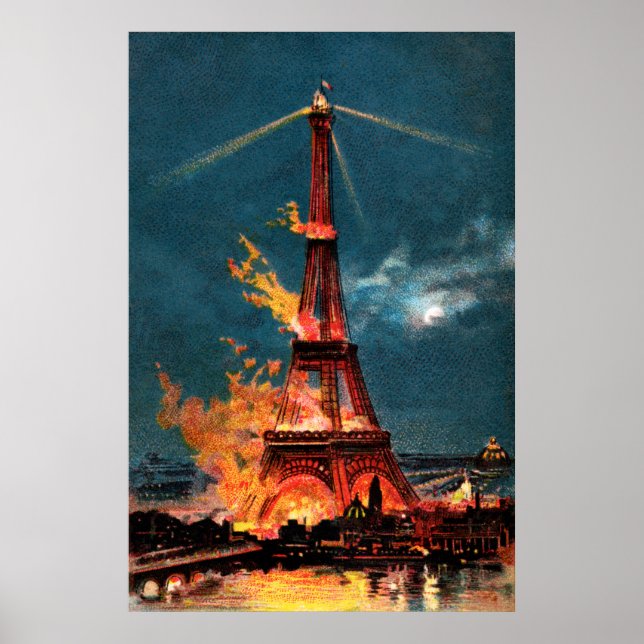 Burning Eiffel Tower Poster (Front)