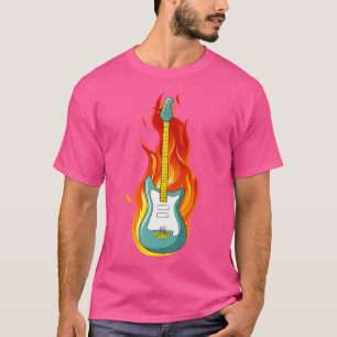 Burning Electro Guitar With Fire Flame T-Shirt