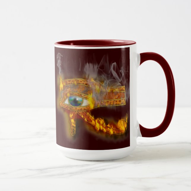 Burning Eye of Horus Ancient Egyptian Art Mug (Right)