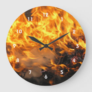 Burning Fire Large Clock