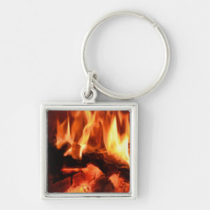 Burning Fireplace Flames I Key Ring