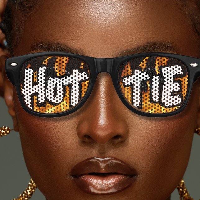 Burning Flames Fire Hottie Retro Sunglasses (black hottie retro sunglasses with burning flames of fire)