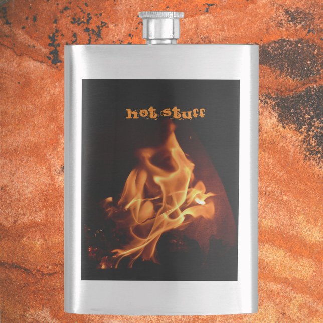 Burning Flames Photographic Fire customisable Hip Flask (Creator Uploaded)