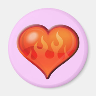 Burning Flaming Heart Magnet
