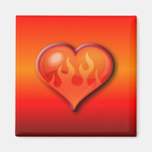 Burning Flaming Heart Magnet