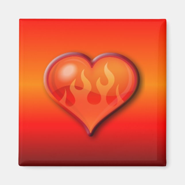 Burning Flaming Heart Magnet (Front)