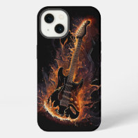 Burning Guitar Black AI Art