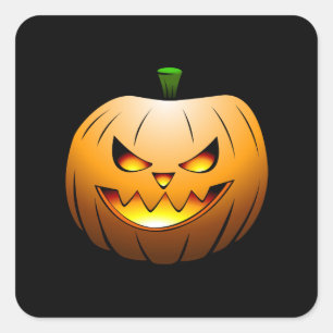 Burning Halloween Pumpkin on Stickers