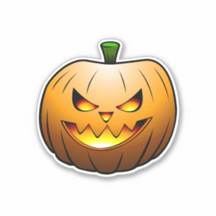Burning Halloween Pumpkin on Vinyl Stickers