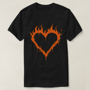 Burning Heart Fire Grunge Y2K Aesthetic T-Shirt