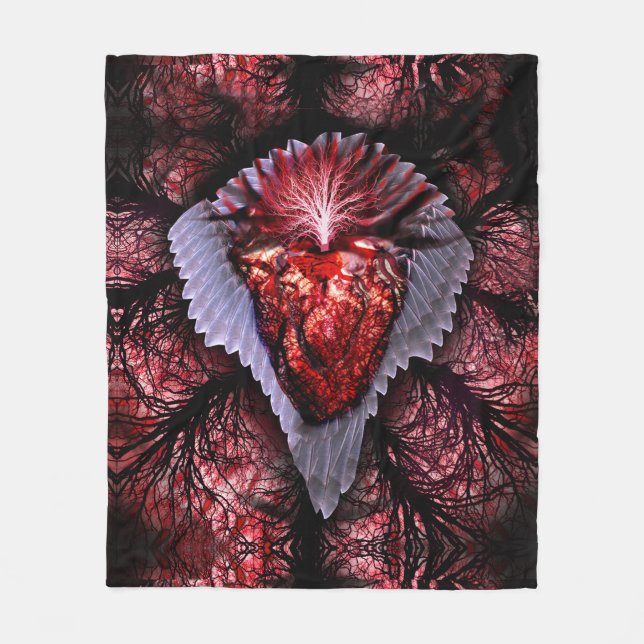 Burning Heart Fleece Blanket (Front)