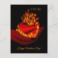 Burning Heart in Hand , Happy Valentine s Day