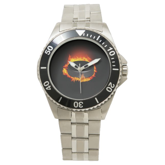 Burning Hockey Puck Watch (Front)