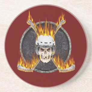 Burning Hockey Sticks coaster