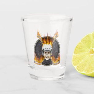 Burning Hockey Sticks Shot Glass
