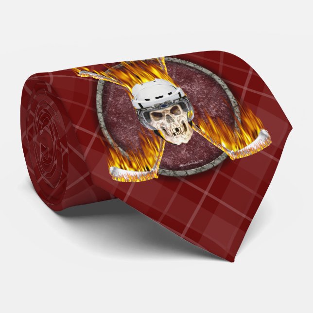 Burning Hockey Sticks tie (Rolled)