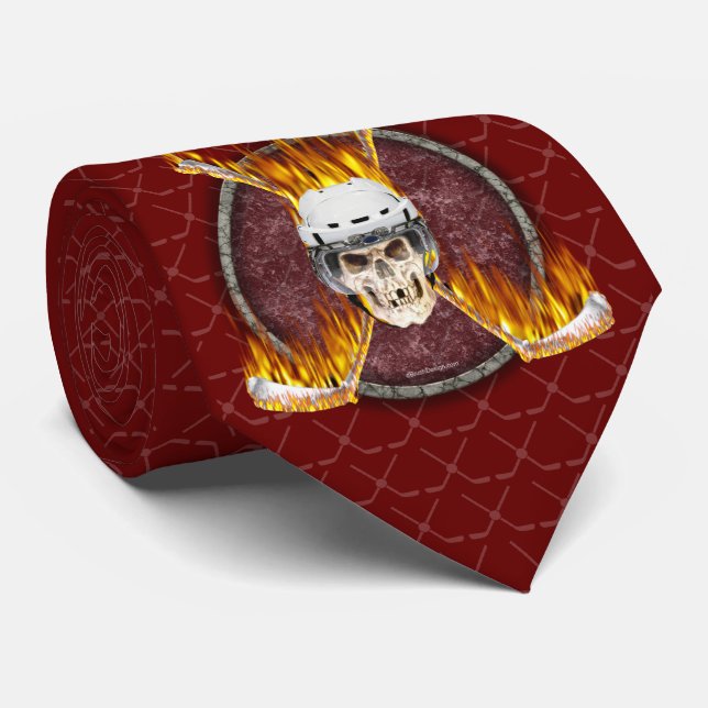 Burning Hockey Sticks tie (Rolled)
