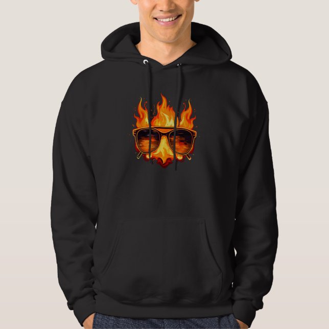 Burning Holiday Face with  Glasses Hoodie (Front)