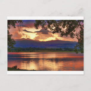 Burning Lake Sunset Postcard