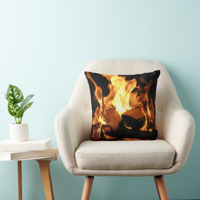 Burning Logs Flames and Embers Cushion (Chair)