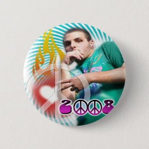 burning love 6 cm round badge