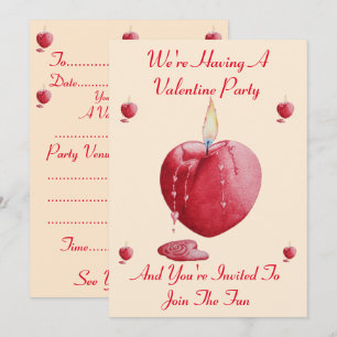  burning love heart valentines party invitation