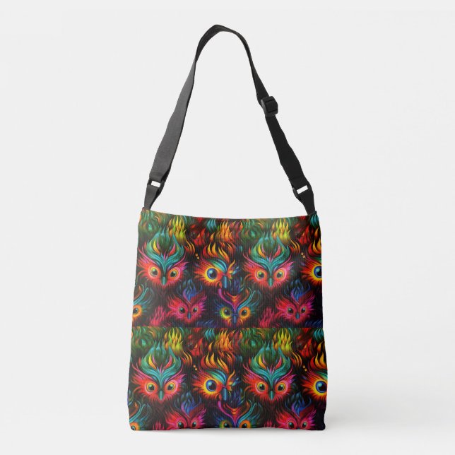 Burning Man Owl eyes pattern art  Crossbody Bag (Back)