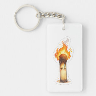 Burning Matchstick Cute Funny Design Key Ring