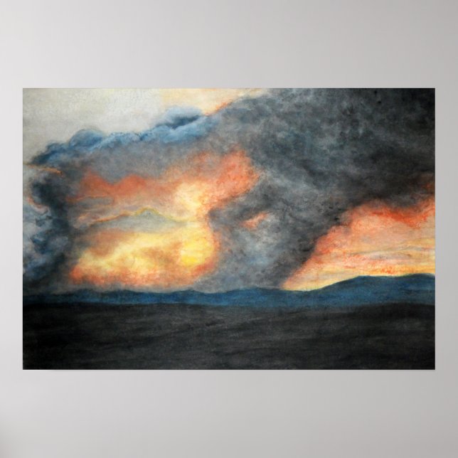 burning mountains (watercolor) poster (Front)