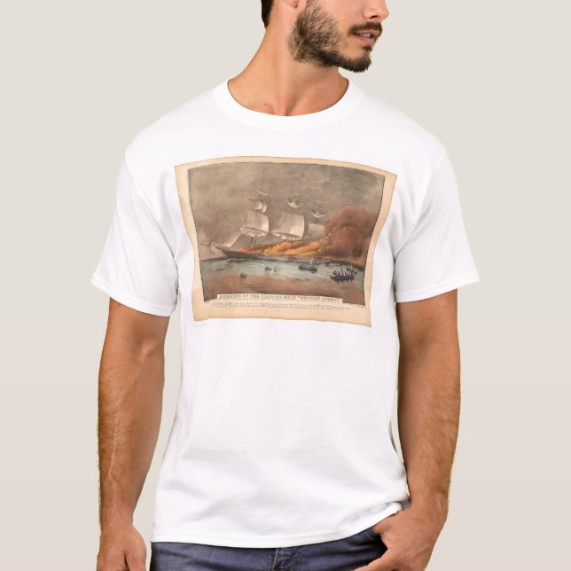 Burning of the clipper ship "Golden Light" (0143A) T-Shirt (Front)