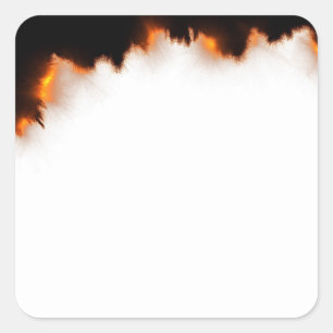 Burning Paper Background Template Area Square Sticker