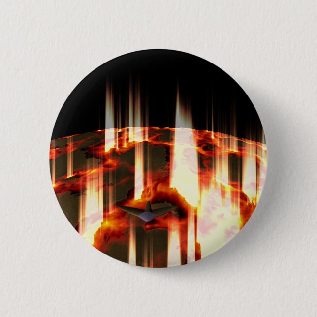 burning planet 6 cm round badge (Front)