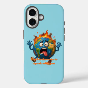Burning Planet Climate Change Awareness Design iPhone 16 Case