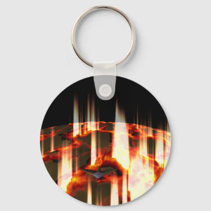 burning planet key ring