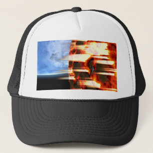 burning planet trucker hat