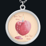 burning red candle with heart shaped flame of love silver plated necklace<br><div class="desc">The original heart shaped flame and heart shaped candle illustration on this cool piece of jewellery was inspired while I was watching a red candle melt down. The red heart shaped melting wax is slowly running down the side of the candle dripping into a heart shaped pool of red wax....</div>