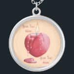burning red candle with heart shaped flame of love silver plated necklace<br><div class="desc">The original heart shaped flame and heart shaped candle illustration on this cool piece of jewellery was inspired while I was watching a red candle melt down. The red heart shaped melting wax is slowly running down the side of the candle dripping into a heart shaped pool of red wax....</div>