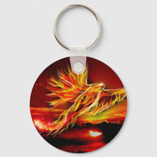 Burning Red Flying Phoenix Garden of Tarot Key Ring