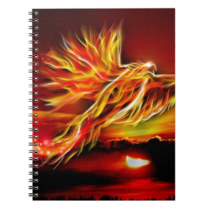 Burning Red Flying Phoenix Garden of Tarot Notebook
