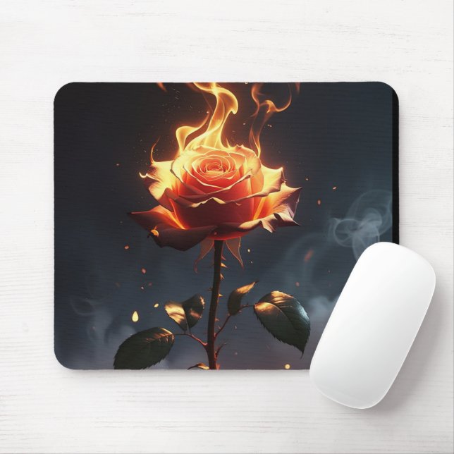 Burning Rose – Passion Meets Destruction in Striki Mouse Mat (With Mouse)